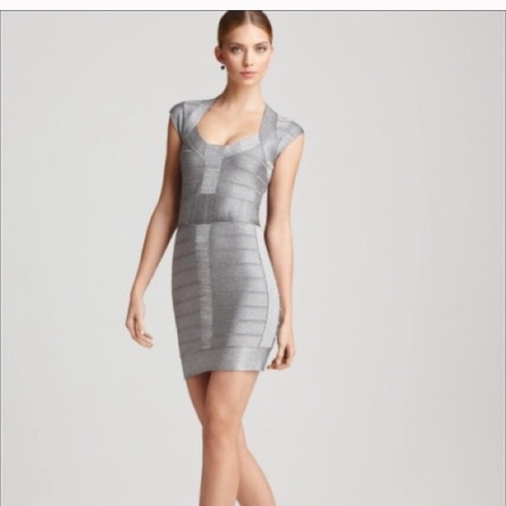 French Connection silver bandage dress